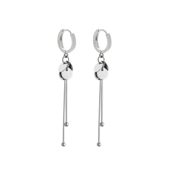 *NEW 925 Sterling Silver Coin Tassel Hoop Earrings - Picture 9 of 9